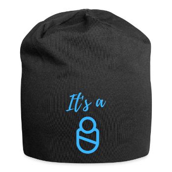 Baby Ankündigung - Junge - Schwangerschaft - Jersey-Beanie - Schwarz - Vorne
