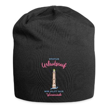 Kultiger alter Leuchtturm Warnemünde , Urlaubsreif - Jersey-Beanie - Schwarz - Vorne