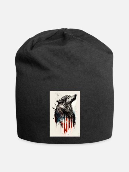 Wolf Design by ART8NS Art on Streetwear S 13of25 - Jersey-Beanie - Schwarz
