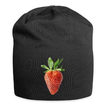 Saftige rote Erdbeere, Sommer - Jersey-Beanie - Schwarz - Vorne