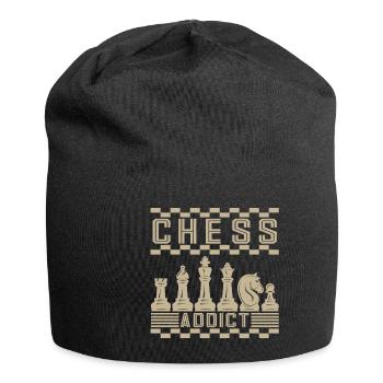 Lusitger Schachspieler Spruch I Schach - Jersey-Beanie - Schwarz - Vorne