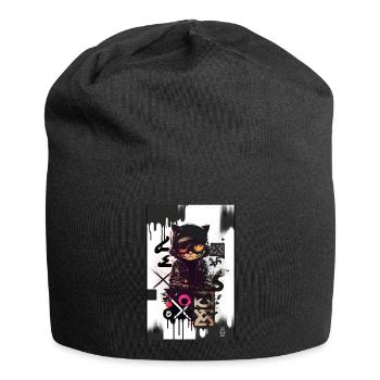 Chat par ART8NS - Art ON Streetwear - Bonnet en jersey - noir - Devant