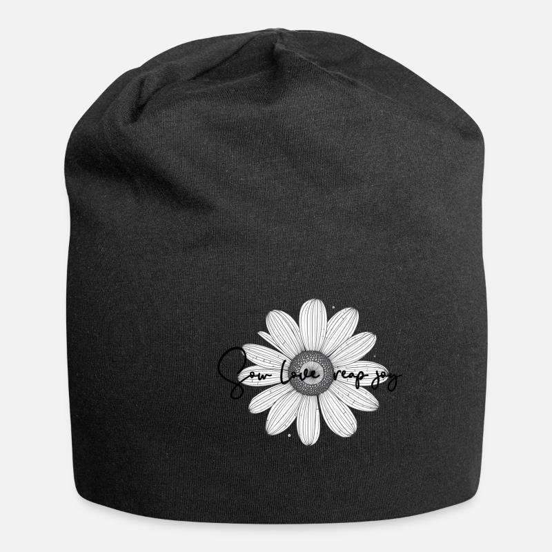 Sonnenblume Minimalismus positives denken - Jersey-Beanie - Schwarz