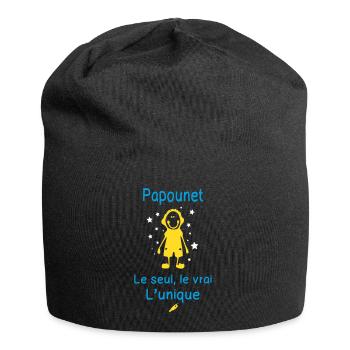 Papounet le Seul le Vrai l'Unique - Cadeau Humour - Bonnet en jersey - noir - Devant
