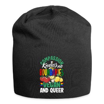 Compassion knows no boundaries - vegan and queer - Jersey-Beanie - Schwarz - Vorne