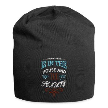 funny sayings gift global peace flower power - Jersey Beanie - black - Front