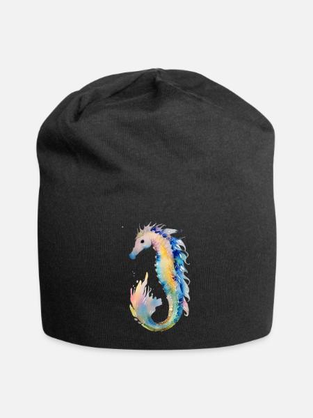 Seepferdchen - Jersey-Beanie - Schwarz