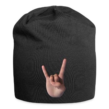Signe des cornes (face) - Bonnet en jersey - noir - Devant