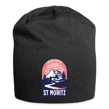 Saint Moritz Switzerland Valais - Jersey Beanie - black - Front