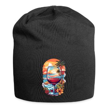 Beach wine glass - Jersey Beanie - black - Front