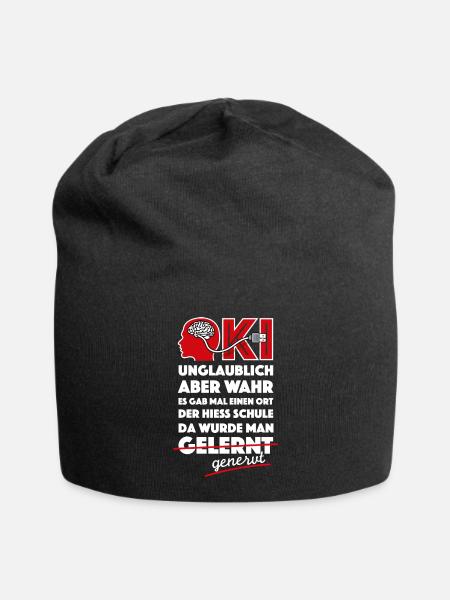 KI, ChatGPT, Schule nervt - Jersey-Beanie - Schwarz