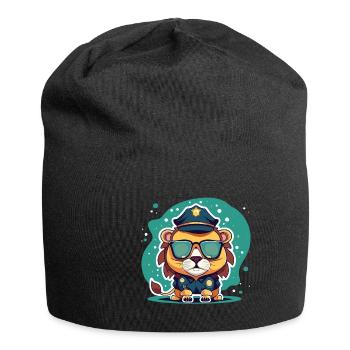 Cooler Löwe Polizei Sonnenbrille Geschenk - Jersey-Beanie - Schwarz - Vorne