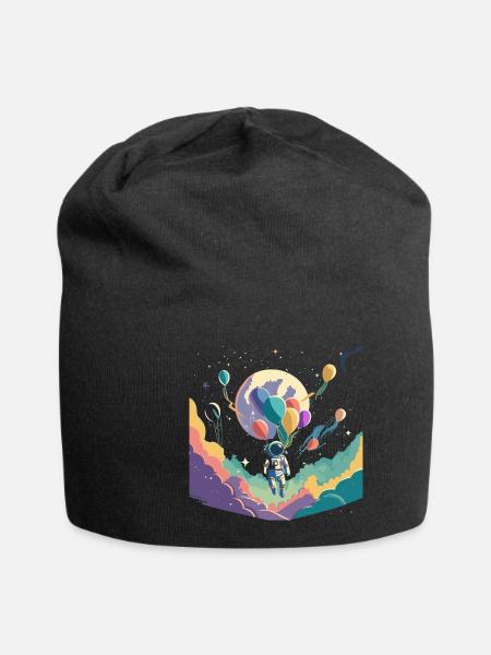 Weltraum - Jersey-Beanie - Schwarz