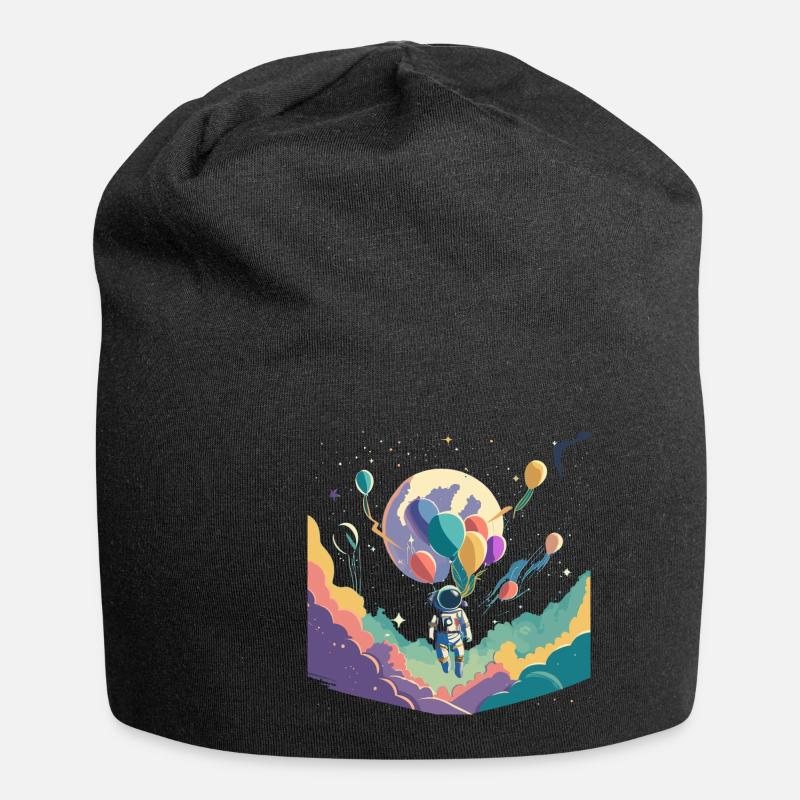Weltraum - Jersey-Beanie - Schwarz