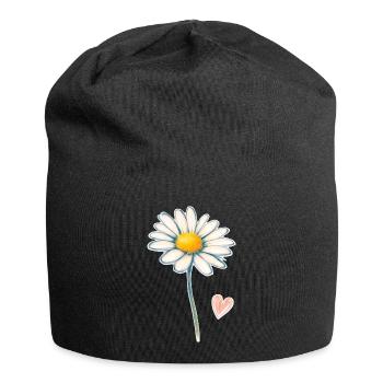 Marguerite marguerite avec un petit cœur - Bonnet en jersey - noir - Devant