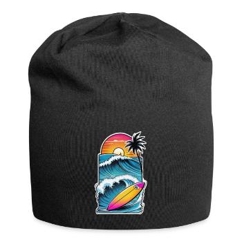 Surfen Strand Palme Sonnenschein Urlaub - Jersey-Beanie - Schwarz - Vorne