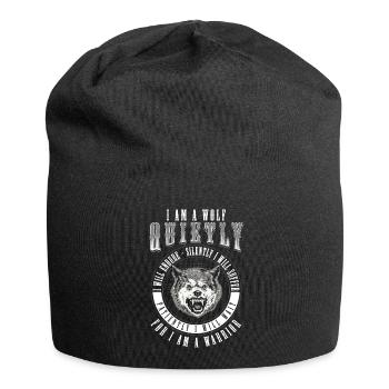 Wolf Nordisch Mond - Jersey-Beanie - Schwarz - Vorne