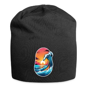 vague - été - vacances - Bonnet en jersey - noir - Devant