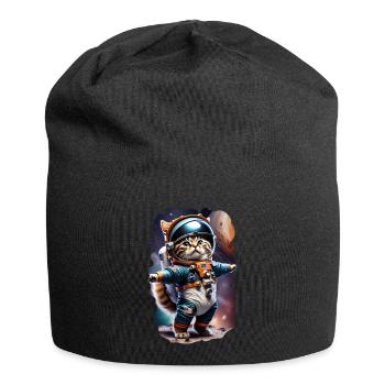 Chat astronaute - Bonnet en jersey - noir - Devant