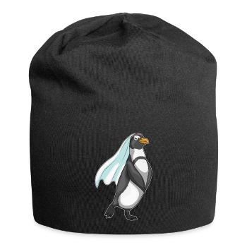 Pingouin voile de mariée mariage - Bonnet en jersey - noir - Devant