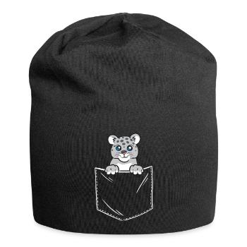 Schneeleopard - Jersey-Beanie - Schwarz - Vorne