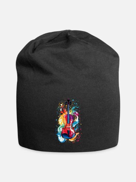 Cello Bunt Farbklecks Geige Farbspritzer - Jersey-Beanie - Schwarz
