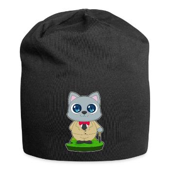 Cat Pensioner Walking Stick - Jersey Beanie - black - Front