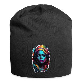 Afro Frau - Schönheit - Jersey-Beanie - Schwarz - Vorne