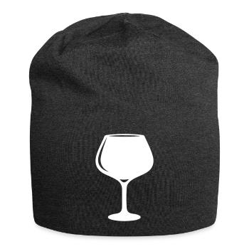 Verre à vin rouge symbole de vin - Bonnet en jersey - charbon - Devant