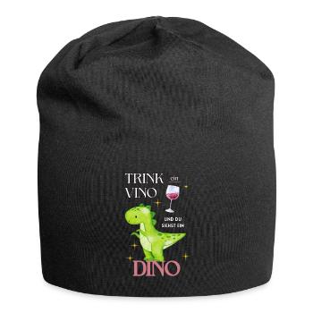Dino Vino Dinosaurier Wein Spruch - Jersey-Beanie - Schwarz - Vorne
