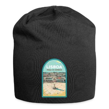 Illustration Place du Commerce, Lisbonne - Bonnet en jersey - noir - Devant