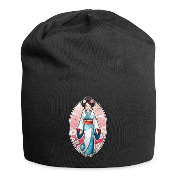 Japanerin im Kimono - Japan - Manga - Jersey-Beanie - Schwarz - Vorne