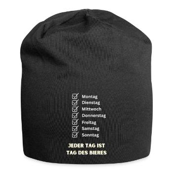 "JEDER Tag ist Tag des Bieres" Malle Party JGA - Jersey-Beanie - Schwarz - Vorne