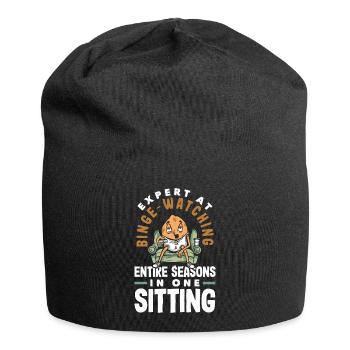 Expert at Binge-Watching Funny Potato - Jersey Beanie - black - Front