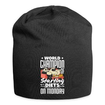 World Champion of Starting Diets on Monday Funny - Jersey-Beanie - Schwarz - Vorne