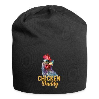Un drôle de papa poulet avec des lunettes de soleil - Bonnet en jersey - noir - Devant