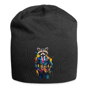 Costume de raton laveur Imprimé de conception animale colorée - Bonnet en jersey - noir - Devant