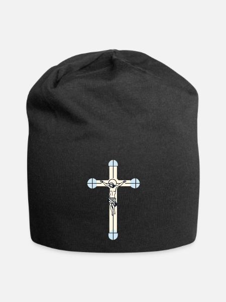 symbol crucifix - Bonnet en jersey - noir