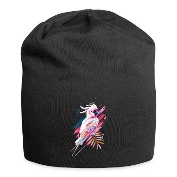 Papagei retro vintage pink tropisch - Jersey-Beanie - Schwarz - Vorne