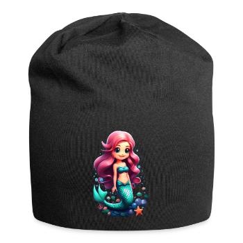 Cute mermaid chibi with pink hair - Jersey Beanie - black - Front