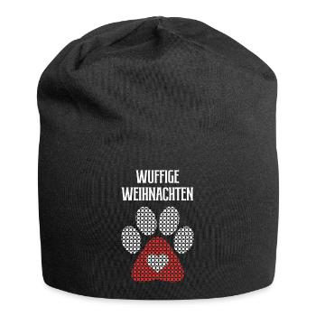 Wuffige Weihnachten Hund Hundemotiv Hundeliebhaber - Jersey-Beanie - Schwarz - Vorne