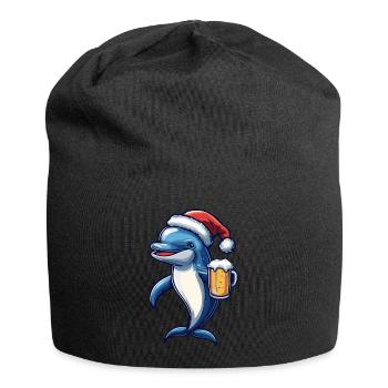 Dolphin Christmas Beer Funny - Jersey Beanie - black - Front