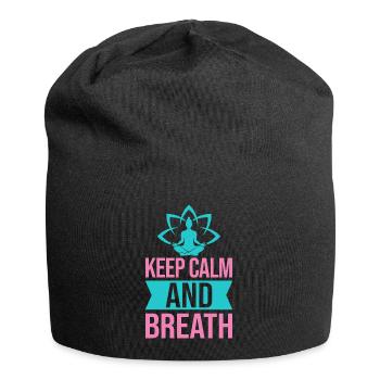Yoga Keep Calm & Breath Funny Yoga - Jersey Beanie - black - Front