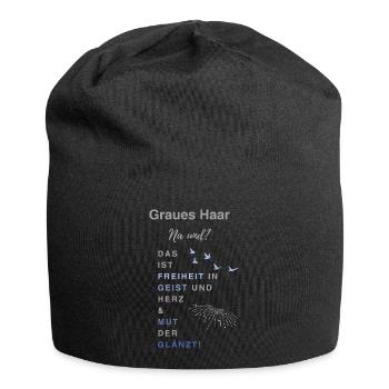Graues Haar - Jersey-Beanie - Schwarz - Vorne