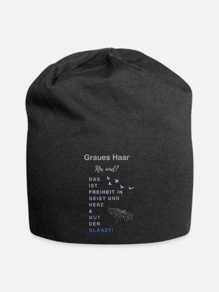 Graues Haar - Jersey-Beanie - Schwarz