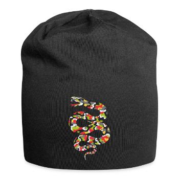 Lebendige Tarnschlange - Jersey-Beanie - Schwarz - Vorne