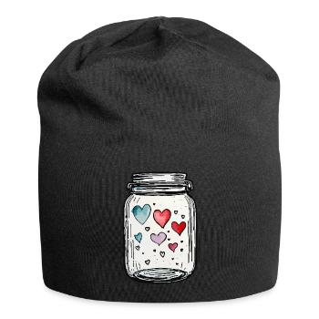 Pot plein d'aquarelles de coeurs d'amour - Bonnet en jersey - noir - Devant