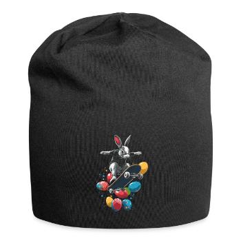 Osterhase fährt Skateboard - Jersey-Beanie - Schwarz - Vorne