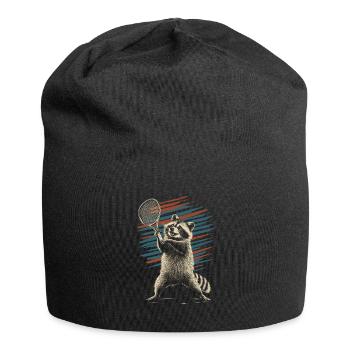 Raccoon playing tennis - Jersey Beanie - black - Front