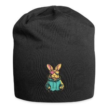 Hase mit Sonnenbrille vintage - Jersey-Beanie - Schwarz - Vorne